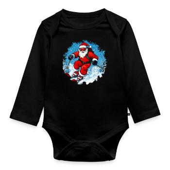 Noël des skieurs - Body Bébé bio manches longues - noir - Devant