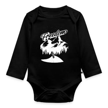 Illustration Bike Running Mountain Graphic - Organic Longsleeve Baby Bodysuit - black - Front