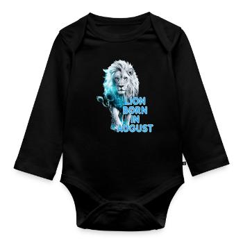 Signe du zodiaque Lion - né en août - Body Bébé bio manches longues - noir - Devant