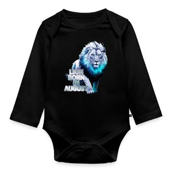 Sternzeichen Löwe - geboren im August - Baby Bio-Langarm-Body - Schwarz - Vorne