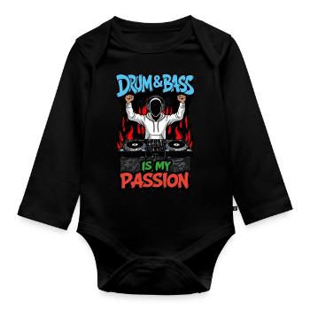 Drum & Bass ist meine Leidenschaft - Baby Bio-Langarm-Body - Schwarz - Vorne
