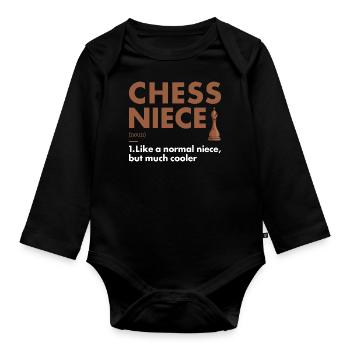 Chess Player Niece Definition Chess - Organic Longsleeve Baby Bodysuit - black - Front
