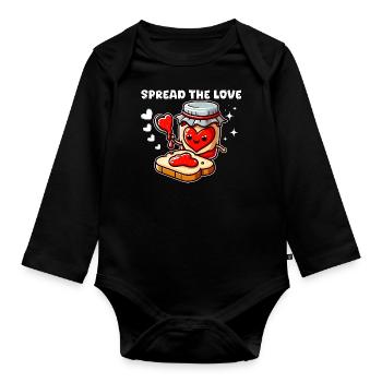 SPREAD THE LOVE - Organic Longsleeve Baby Bodysuit - black - Front