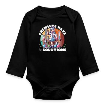 CHEMISTS HAVE ALL THE SOLUTIONS - Organic Longsleeve Baby Bodysuit - black - Front