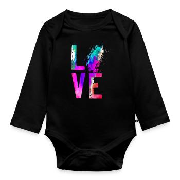 Otter Watercolor Love - Organic Longsleeve Baby Bodysuit - black - Front