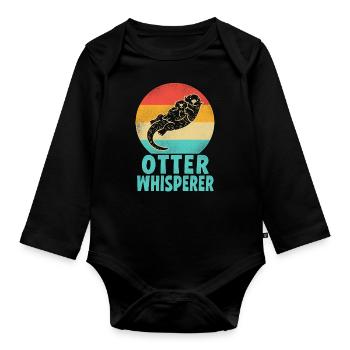 Otter Retro Vintage Otter - Organic Longsleeve Baby Bodysuit - black - Front