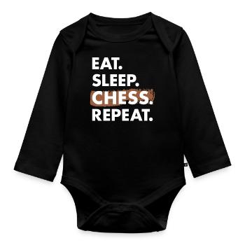 Chess Player Eat Sleep Chess - Organic Longsleeve Baby Bodysuit - black - Front