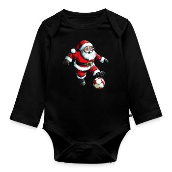 Père Noël Football / Footballeur Père Noël - Body Bébé bio manches longues - noir - Devant
