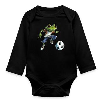 Frösche Fussball - Baby Bio-Langarm-Body - Schwarz - Vorne