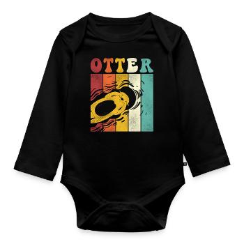 Otter Retro Vintage Otter - Organic Longsleeve Baby Bodysuit - black - Front