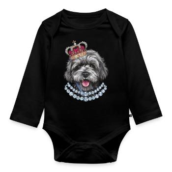 Lagotto Romagnolo avec couronne - Body Bébé bio manches longues - noir - Devant