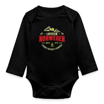 Norway Gift Souvenir Norge Norway Lofoten - Organic Longsleeve Baby Bodysuit - black - Front