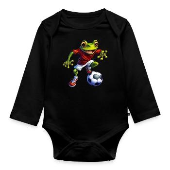 Frösche Fussball - Baby Bio-Langarm-Body - Schwarz - Vorne