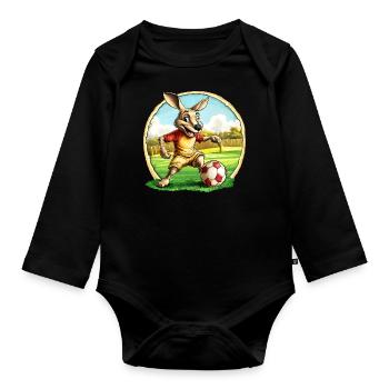 Fussball Kängurus - Baby Bio-Langarm-Body - Schwarz - Vorne
