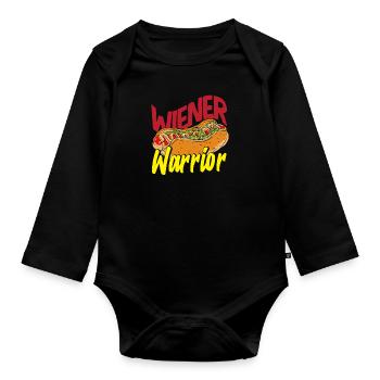 Viennese Warrior Hot Dog Fan - Organic Longsleeve Baby Bodysuit - black - Front