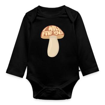 Cueilleur de champignons, je te trouve - Body Bébé bio manches longues - noir - Devant