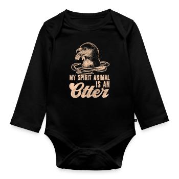Otter My Spirit Animal Is An Otter - Organic Longsleeve Baby Bodysuit - black - Front