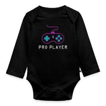 Joueur professionnel Gamer - Body Bébé bio manches longues - noir - Devant