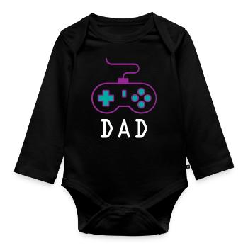 Papa Gamer - Body Bébé bio manches longues - noir - Devant