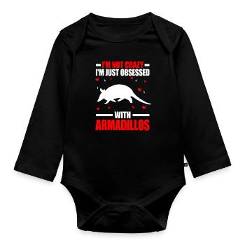 Armadillo Not Crazy Armadillo Armadillo - Organic Longsleeve Baby Bodysuit - black - Front