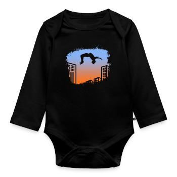 Backflip Salto Acrobaties Parkour Gymnastique Cadeau - Body Bébé bio manches longues - noir - Devant