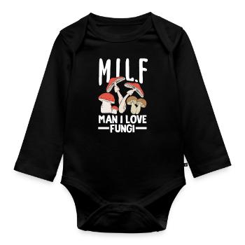 Pilzsammler Man I Love Fungi - Baby Bio-Langarm-Body - Schwarz - Vorne