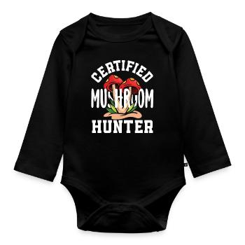 Certified Mushroom Picker Adventure - Organic Longsleeve Baby Bodysuit - black - Front