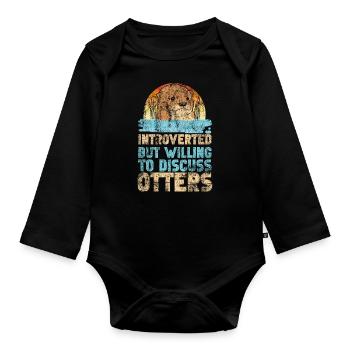 Otter Introverted But Willing To - Organic Longsleeve Baby Bodysuit - black - Front
