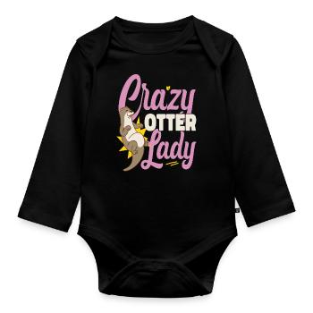 Otter Crazy Otter Lady - Baby Bio-Langarm-Body - Schwarz - Vorne