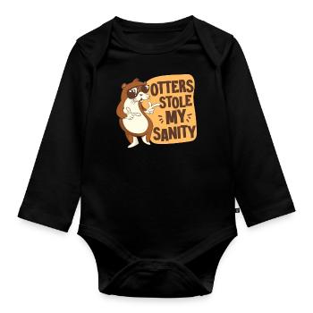 Otter Otters Stole My Sanity - Organic Longsleeve Baby Bodysuit - black - Front