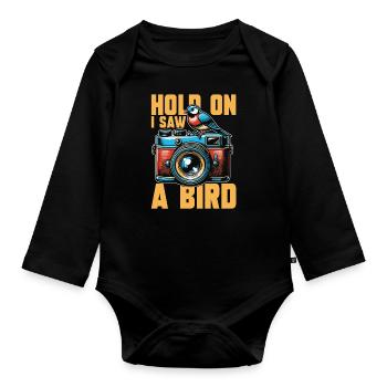 Photographie d’oiseaux Hold On J’ai vu un oiseau amoureux de la nature - Body Bébé bio manches longues - noir - Devant