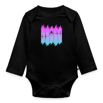 Downhill biken herzschlag bike - Baby Bio-Langarm-Body - Schwarz - Vorne