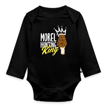 Morel Picking King Mushroom Hunter - Organic Longsleeve Baby Bodysuit - black - Front
