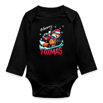 Merry Foxmas Renard Ski Ski Fun Drôle - Body Bébé bio manches longues - noir - Devant