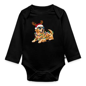 Golden Retriever Weihnachten - Baby Bio-Langarm-Body - Schwarz - Vorne