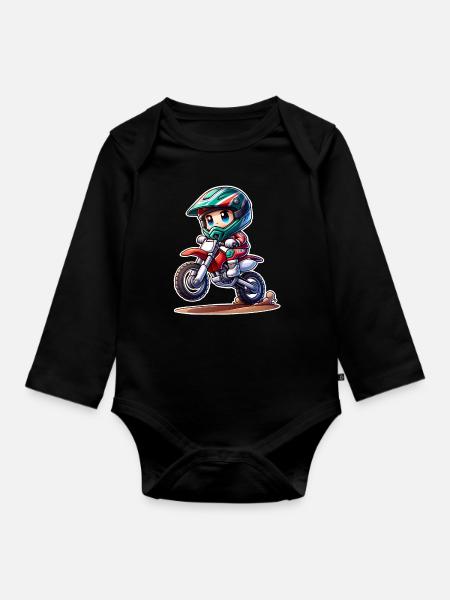 Motocross - Baby Bio-Langarm-Body - Schwarz