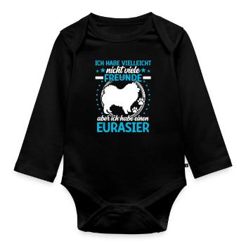 Eurasier est mon ami le Spitz Eurasien - Body Bébé bio manches longues - noir - Devant