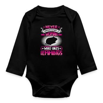 Lemming underestimate vole lemming - Organic Longsleeve Baby Bodysuit - black - Front