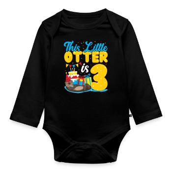 Otter Birthday This Little Otter - Organic Longsleeve Baby Bodysuit - black - Front