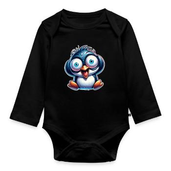 Pinguin Crazy - Baby Bio-Langarm-Body - Schwarz - Vorne