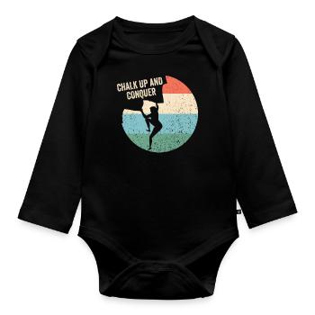 Boulderer Ankreiden Und Bezwingen - Baby Bio-Langarm-Body - Schwarz - Vorne