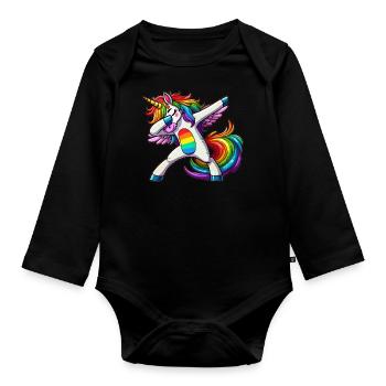 Dabbing Licorne - Body Bébé bio manches longues - noir - Devant