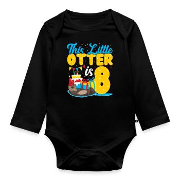 Otter Birthday This Little Otter - Organic Longsleeve Baby Bodysuit - black - Front