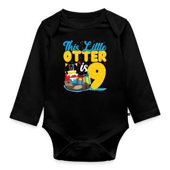 Otter Birthday This Little Otter - Organic Longsleeve Baby Bodysuit - black - Front