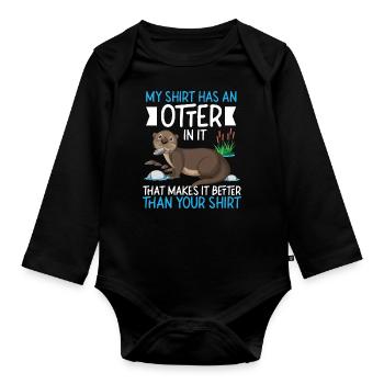 Loutre Ma chemise a une loutre dessus - Body Bébé bio manches longues - noir - Devant