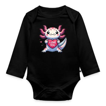 Je t’aime Axolotl - Body Bébé bio manches longues - noir - Devant