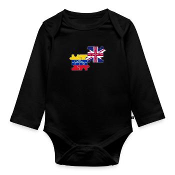 Venezuela Uk Flag Britischer Venezolaner - Baby Bio-Langarm-Body - Schwarz - Vorne