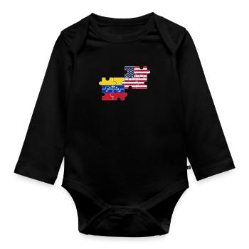 Venezuela Usa Flagge Amerikanischer - Baby Bio-Langarm-Body - Schwarz - Vorne
