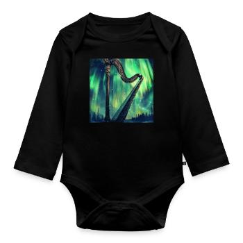 Harfe - Baby Bio-Langarm-Body - Schwarz - Vorne