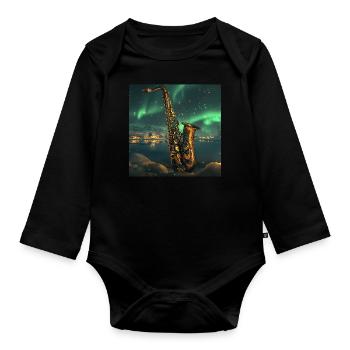 Saxophon - Baby Bio-Langarm-Body - Schwarz - Vorne